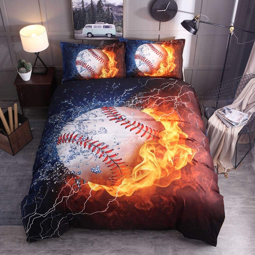 Price:$31.99 3D Sports Baseball Duvet Cover Set Bedding Microfiber Sport Duvet Cover Set for Boys, Girls and Teens-(No Comforter and Sheet)-3PCS-1xDuvet Cover+2xPillowcases,King Size : Home & Kitchen