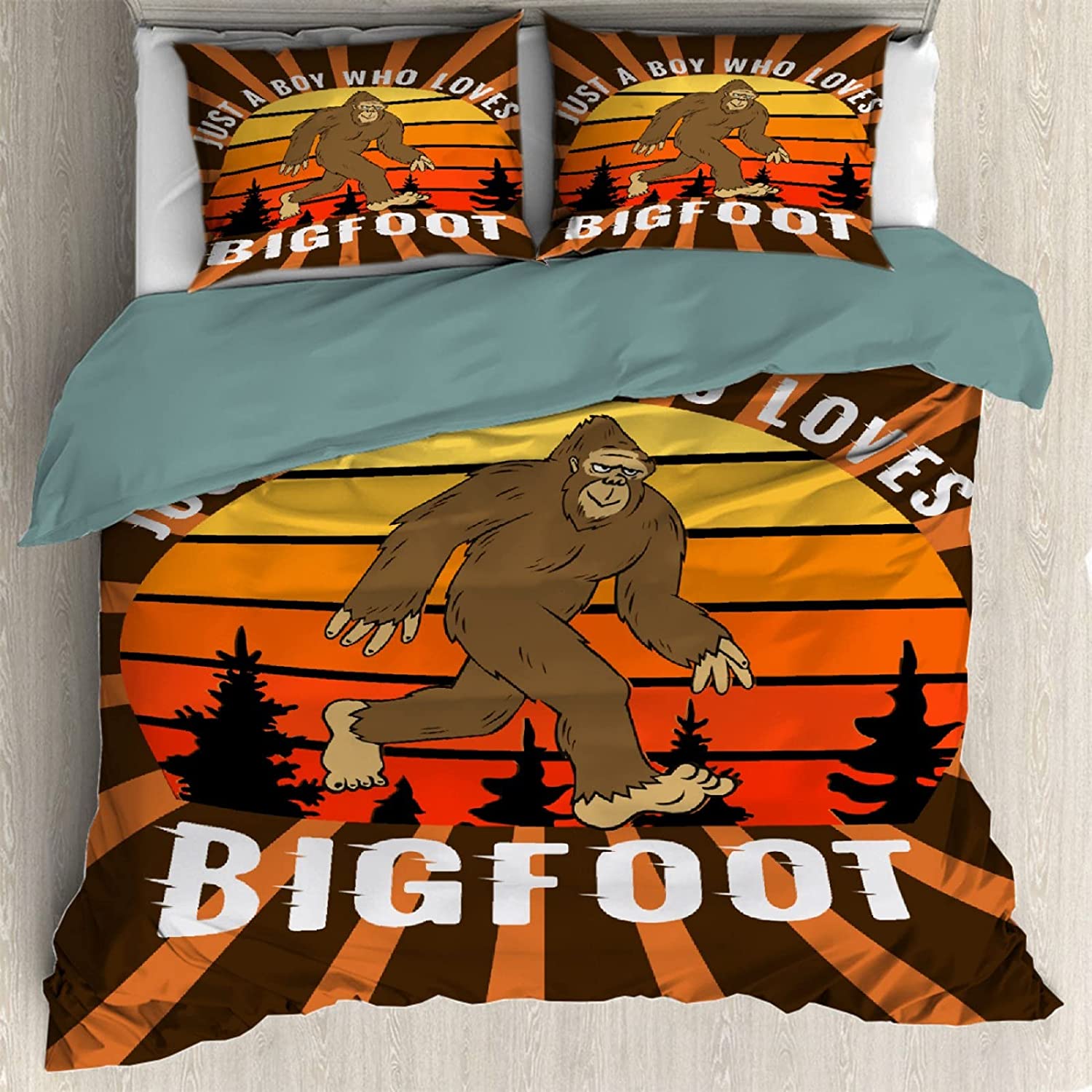 Price:$79.95 Just A Boy Who Loves Bigfoot Duvet Cover Twin 68 x 87 in Ultra Soft Washed Microfiber Comforter Cover Sets 3 Pieces (1 Duvet Cover + 2 Pillow Shams) : Everything Else