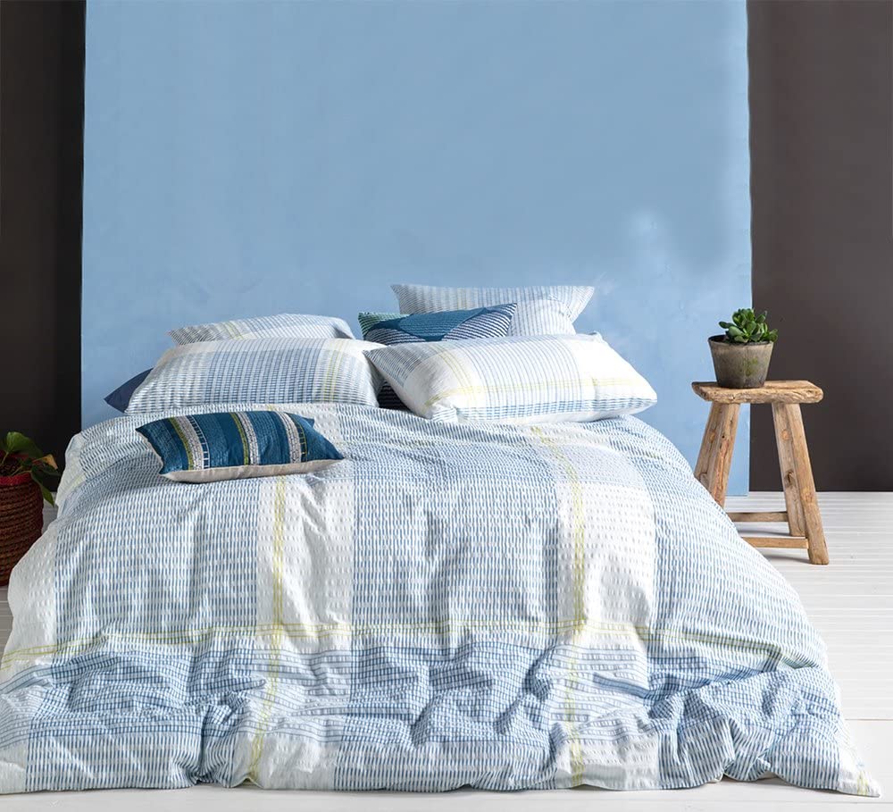 Price:$65.99 Cotton Duvet Cover Set, 100% Cotton Yarn Dyed Seersucker Duvet Cover Set - Full/Queen : Home & Kitchen