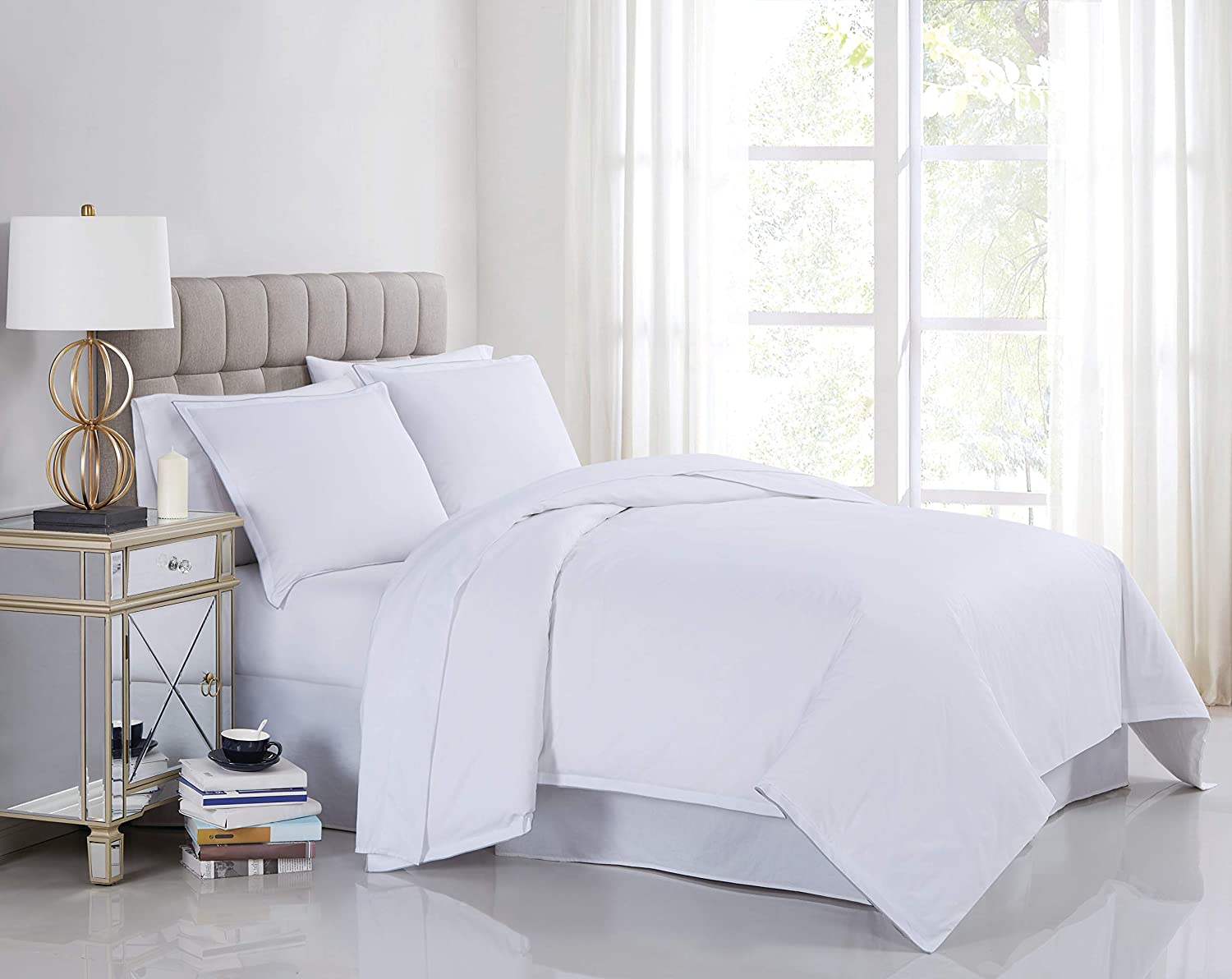 Price:$122.87 Percale Cotton 400 Thread Count Duvet Cover Set, Full/Queen, White : Home & Kitchen
