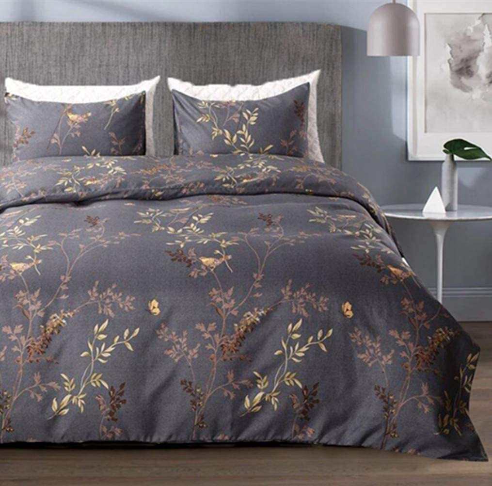 Price:$25.99 Ultra Soft Microfiber Duvet Cover Set with Zipper Closure Corner Ties Dark Grey and Gold Tree Pattern (Queen) : Home & Kitchen