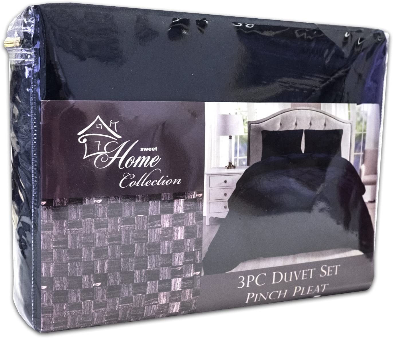 Price:$32.79 Home Collection 3 Piece Luxury Pinch Pleat Pintuck Fashion Duvet Set, Queen, Navy : Home & Kitchen
