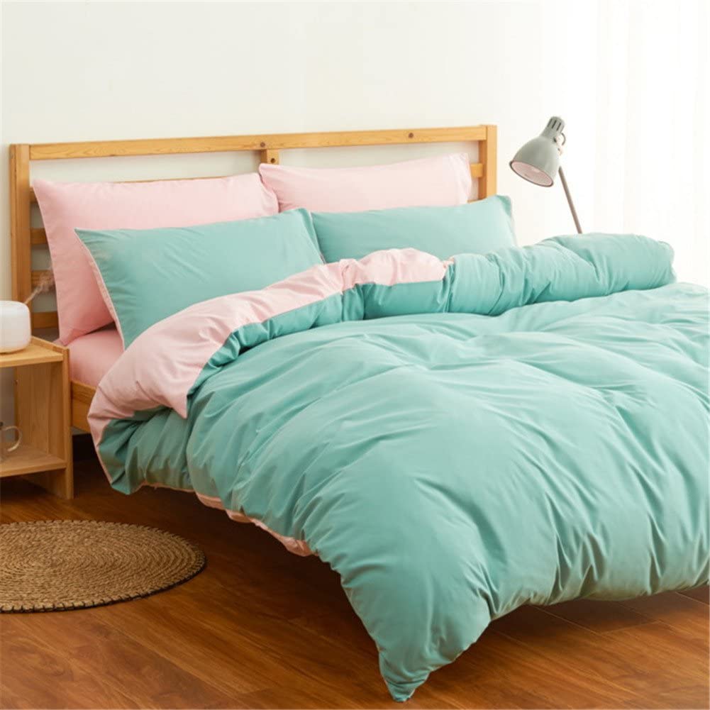 Price:$64.79 Home Textile Bedding Set Soft Comfortable Bedclothes 4pcs Solid Color Duvet Cover Sets Full Queen King Size (Queen, Green) : Home & Kitchen