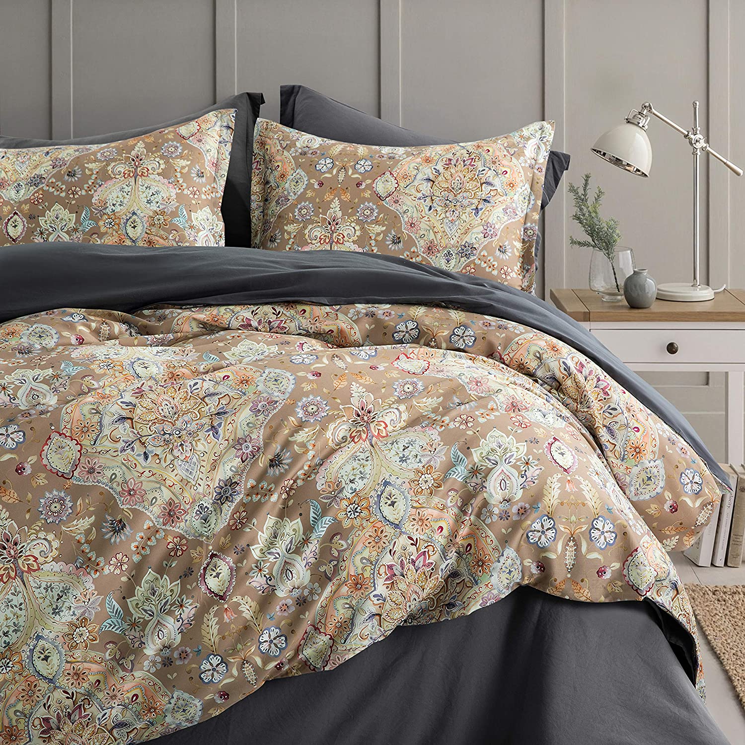 Price:$64.80 Paisley Medallion Duvet Cover Set Traditional Antique Rug Vintage Damask Bohemian Pattern Bedding Elegant Boteh Tapestry Egyptian Cotton (Tan, Twin) : Home & Kitchen