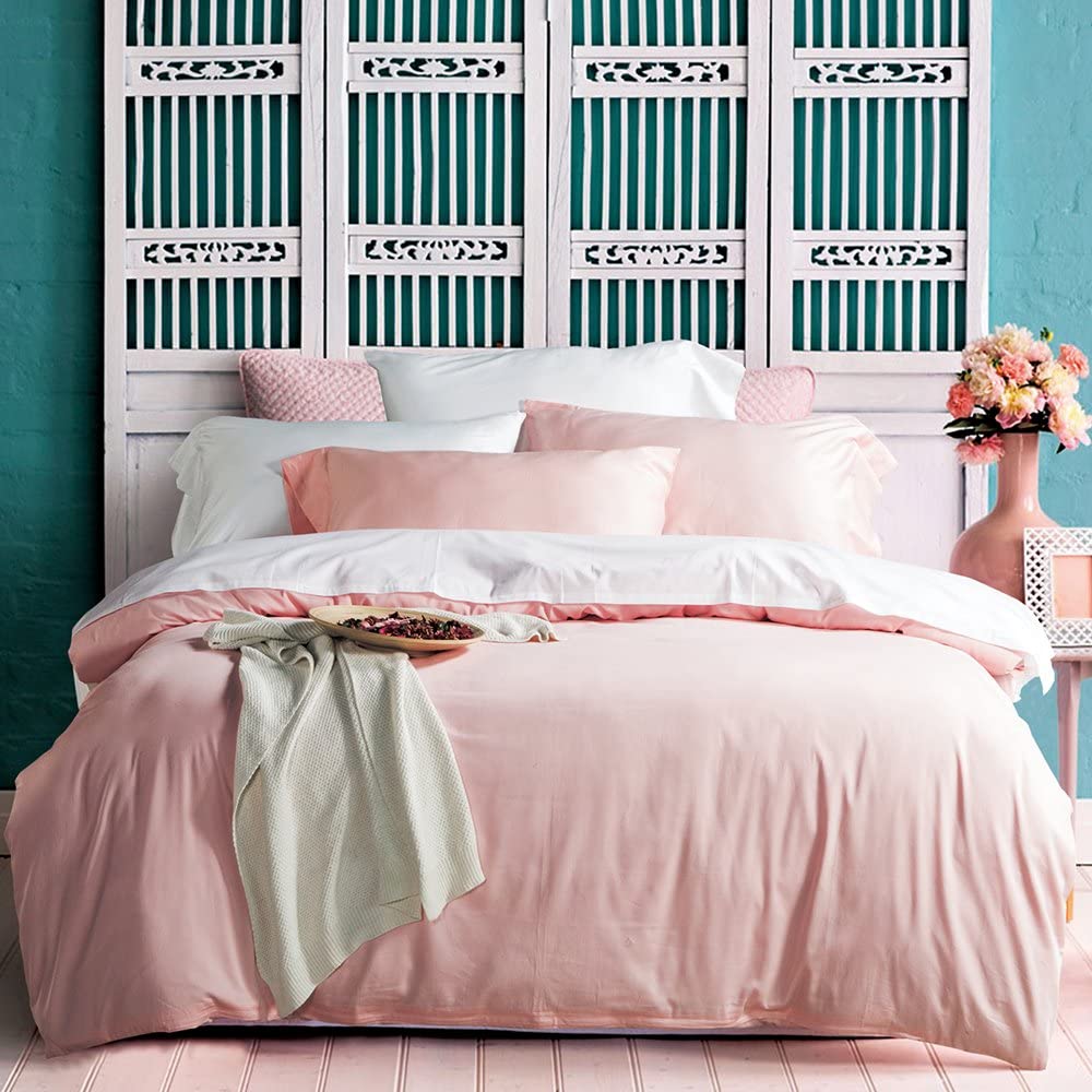 Price:$45.99 Home 3pc Duvet Cover Set, 600 Thread Count Percale, 100% Egyptian Cotton, Zipper Closure, No Inside Filler or Comforter, Smooth Solid Pattern, Super Soft and Lustrous (King, Rose Quartz-AH) : Home & Kitchen