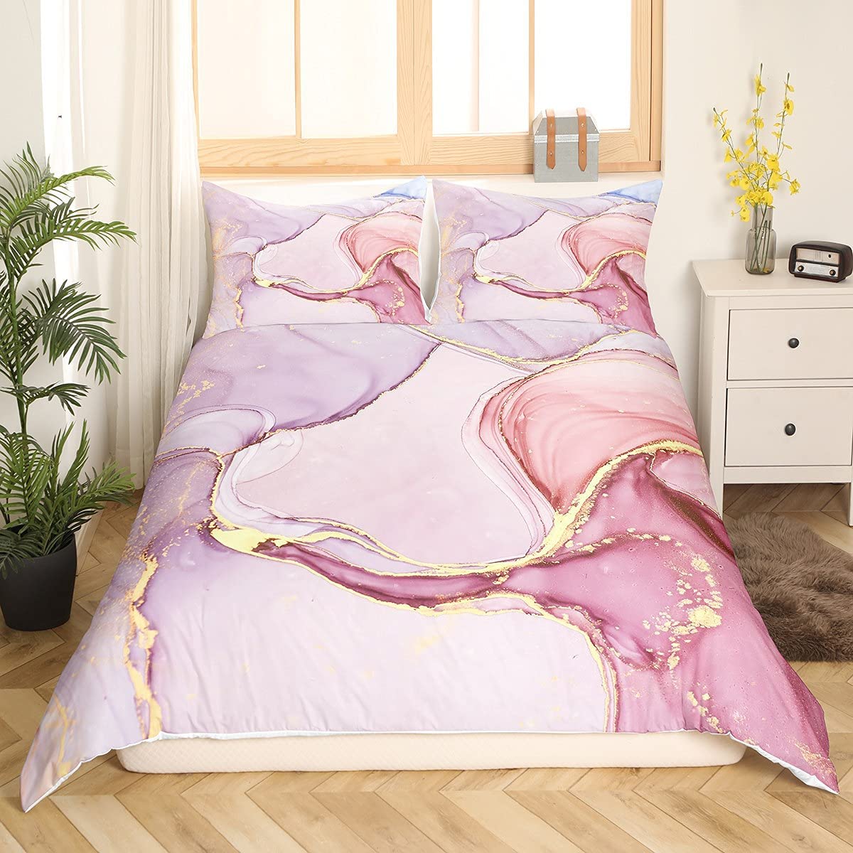 Price:$25.99 Girly Marble Duvet Cover King Marble Printed Bedding Sets Gold Glitter Turquoise Blue and White Marble Abstract Art Comforter Cover with Zipper Ties, Soft Microfiber Modern Marble Decor Quilt : Home & Kitchen