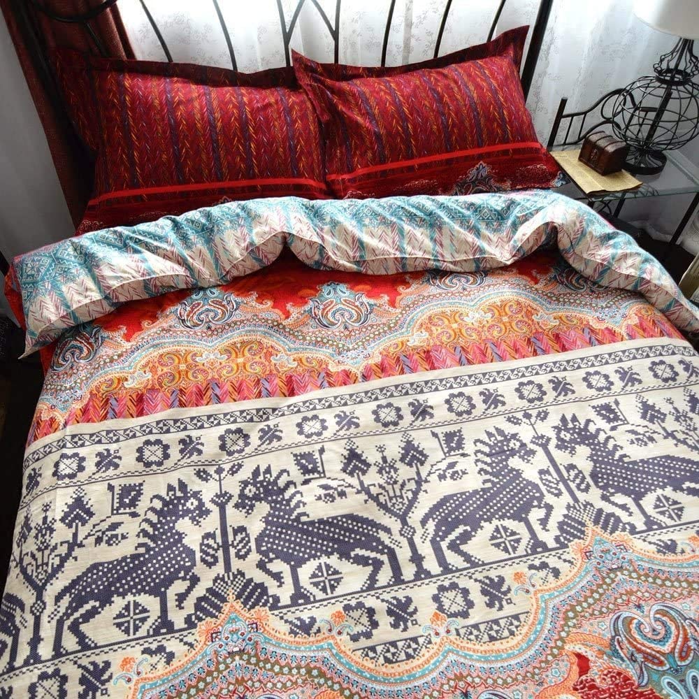 Price:$72.96 Boho Style Bedding Set Boho Duvet Cover Set Bohemian Bedding Set 3pcs Full (No Comforter Insert) : Home & Kitchen