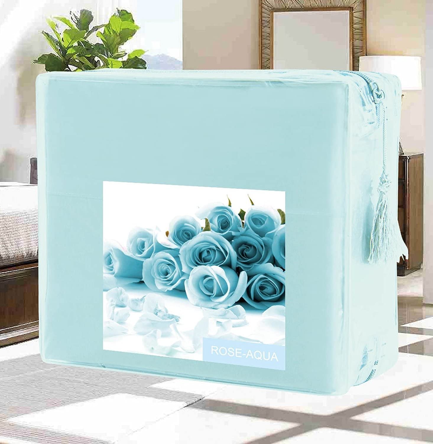 Price:$24.99 Duvet Cover Set on Amazon Elegant Comfort Wrinkle-Free 1500 Thread Count Egyptian Quality 2-Piece Duvet Cover Set - Flowers Collection Twin/Twin XL, Aqua : Home & Kitchen