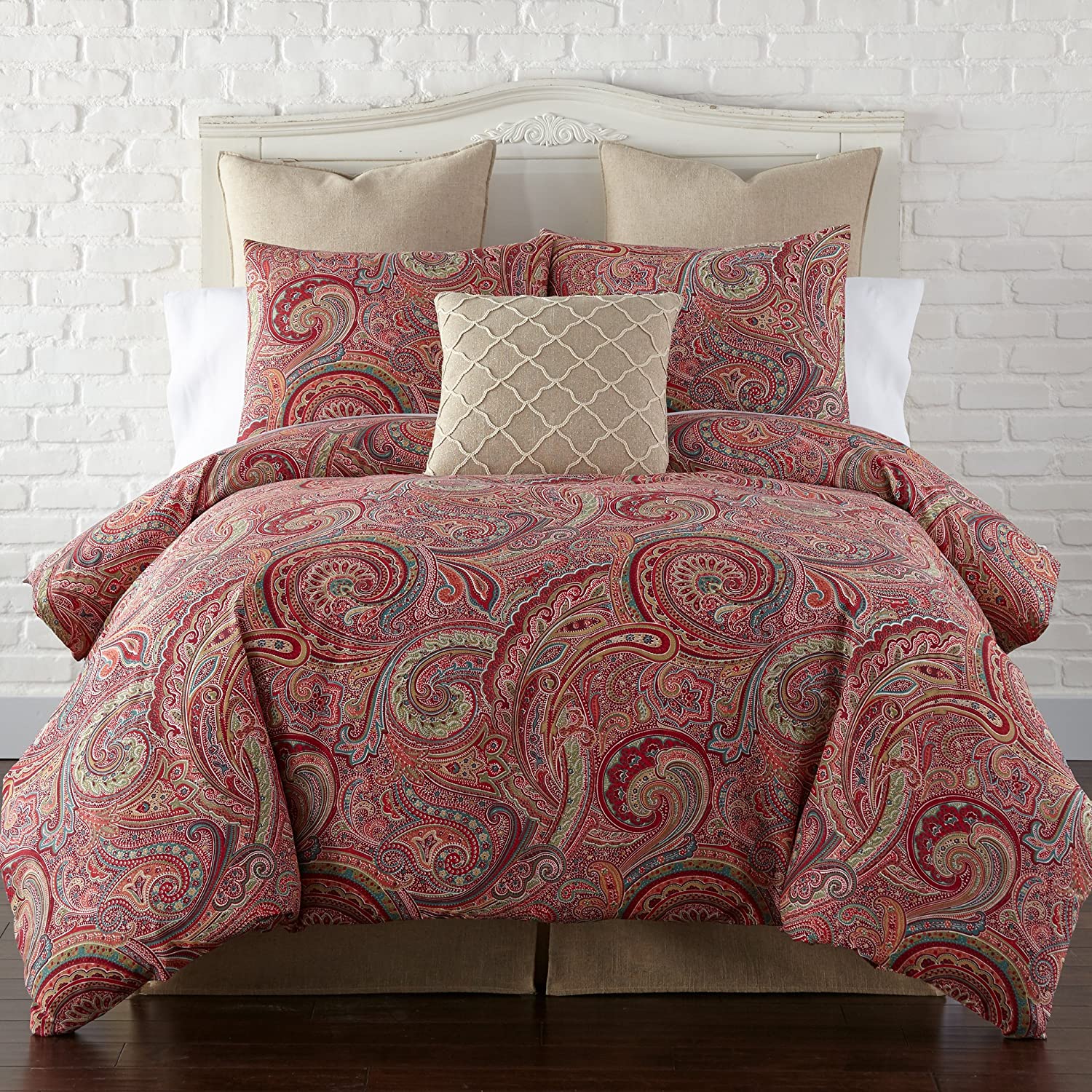 Price:$89.98 Twin Duvet Cover Set, Red, Paisley : Home & Kitchen