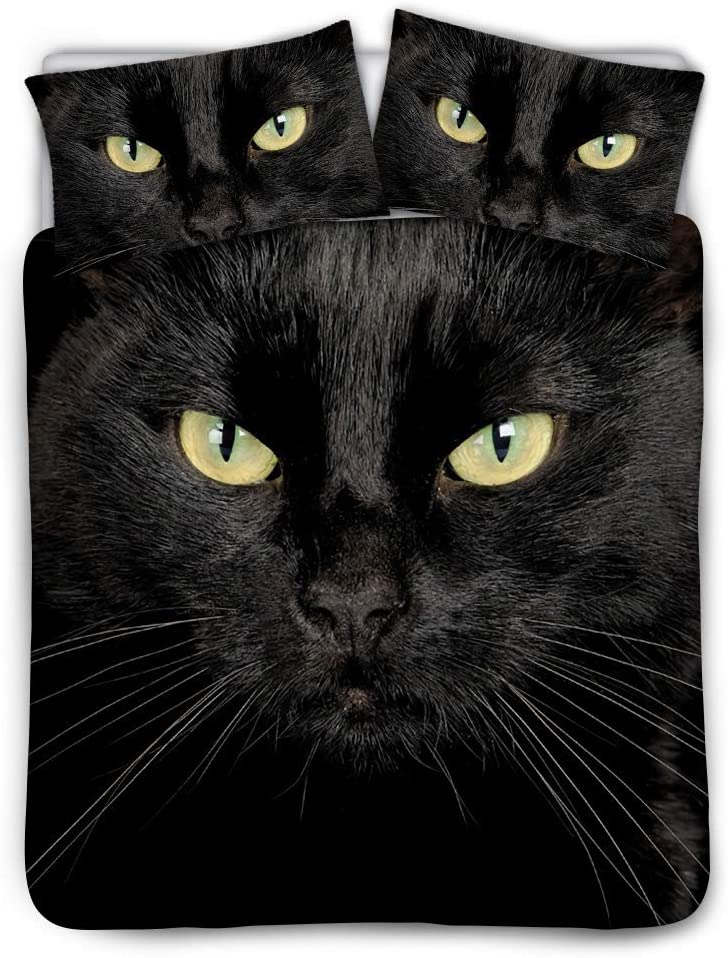 Price:$52.99 Kids Queen Bedding Duvet Cover Set,3D Black Cat Print Premium Microfiber,Cats Pattern On Comforter Cover-3pcs:1x Duvet Cover with 2X Pillowcase,for Kids Adults : Home & Kitchen
