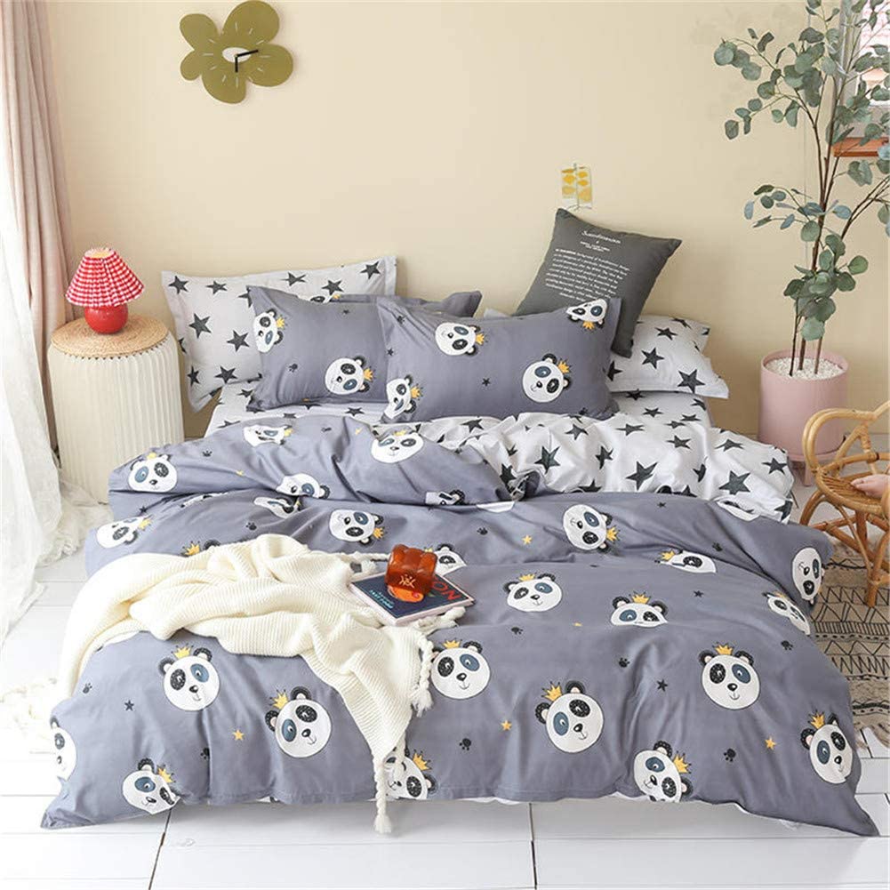 Price:$35.99 Panda Duvet Cover Cartoon Animal Bedding Set Child Microfiber Cute Panda Head Soft Bedding Set Comforter Cover with Zipper 1 Quilt Cover 2 Pillowcases Queen (90"x90") : Home & Kitchen