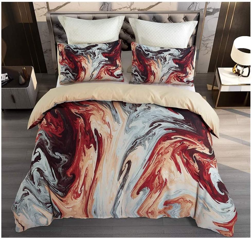 Price:$33.98 Bedding Duvet Cover Set Queen Size with Stereoscopic Vision Marbling Pattern and Zipper Closure for Quilt Comforter All Seasons , 90"x90" (1 Duvet Cover +2 Pillowcase), Duvet Excluded : Home & Kitchen