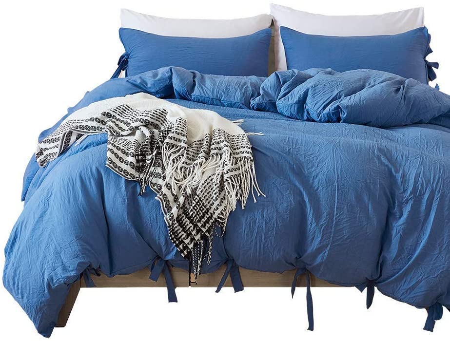 Price:$28.44 Egyptian Quality Vibrant Stone Washed Microfiber Royal Blue Duvet Cover King Size 3 Pcs Set (1 Duvet Cover + 2 Pillowcase) - Soft Comforter Cover Quilt Case - Solid Bedding : Home & Kitchen
