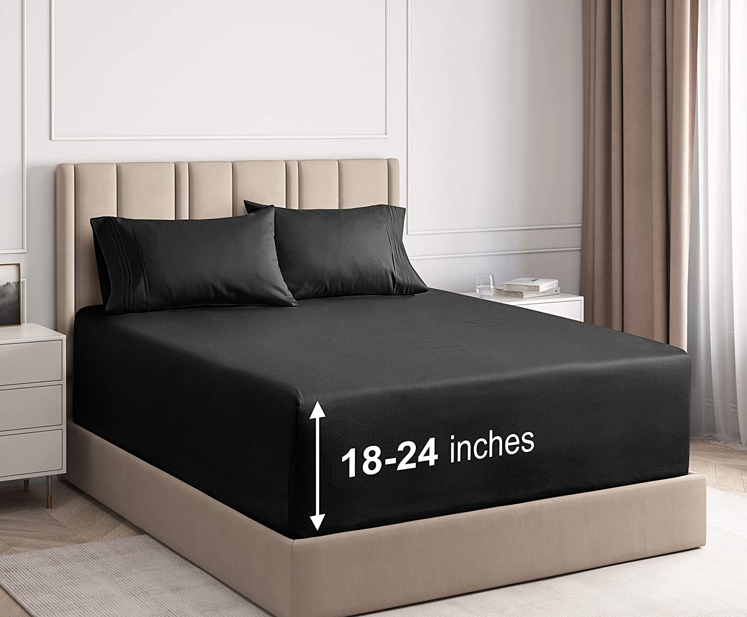 Price:$39.99 Deep Pocket Sheets - 4 Piece Sheet Set - Cal King Size Sheets Deep Pocket - Deep Bed Sheets - Deep California King Fitted Sheet Set - Super and Ultra Deep Sheets - for Deep Mattress : Home & Kitchen