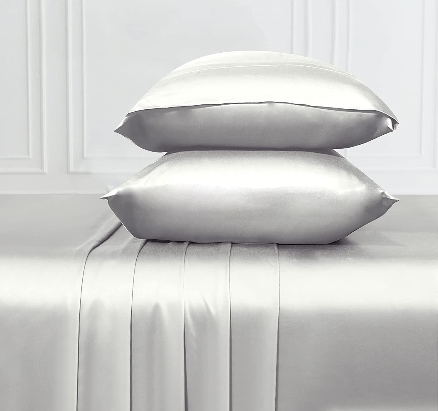Price:$69.99 Design Den - Super Soft 100% Bamboo Sheets Rayon, Silky King Size Bed Set, Durable and Cooling Sheets with Deep Pocket Easy Fit Fitted Sheets, Bamboo Bed Sheets (Silver Gray) : Home & Kitchen