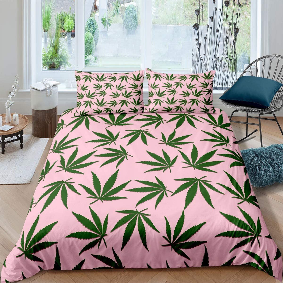 Price:$29.99 2Pcs Marijuana Leaf Bedding Set Cannabis Leaves Duvet Cover Set Women Adults Pink Marijuana Weed Leaf Botanical Conforter Cover Set Green Plants Hemp Quilt Cover Bedroom Collection Twin Size : Home & Kitchen