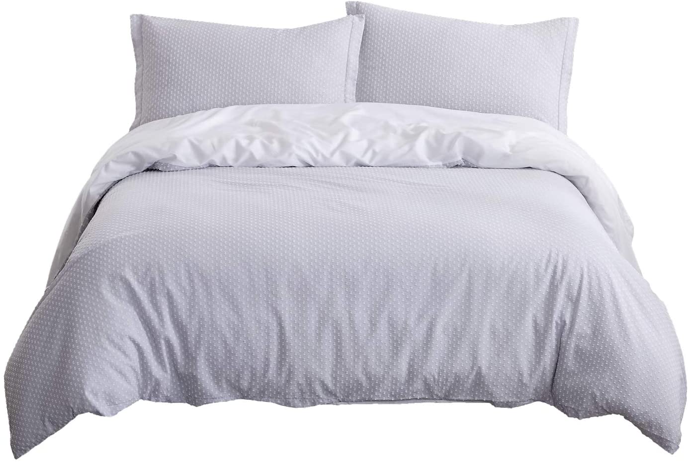 Price:$35.00 Cotton Duvet Cover Set - Txtured Yarn Dyed, Clipped Textured Jacquard Stripe Bedding - 3PCS - King - Grey : Home & Kitchen