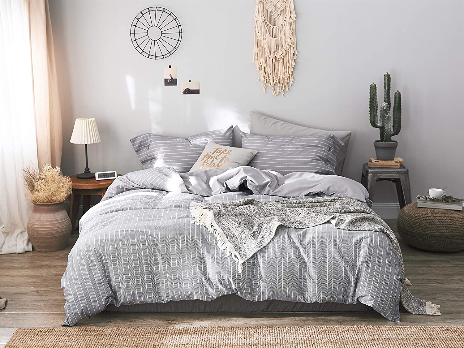Price:$39.99 Queen Duvet Cover Set 100% Cotton 3-Pcs Breathable Comforter Bedding Black Twill Printed : Home & Kitchen