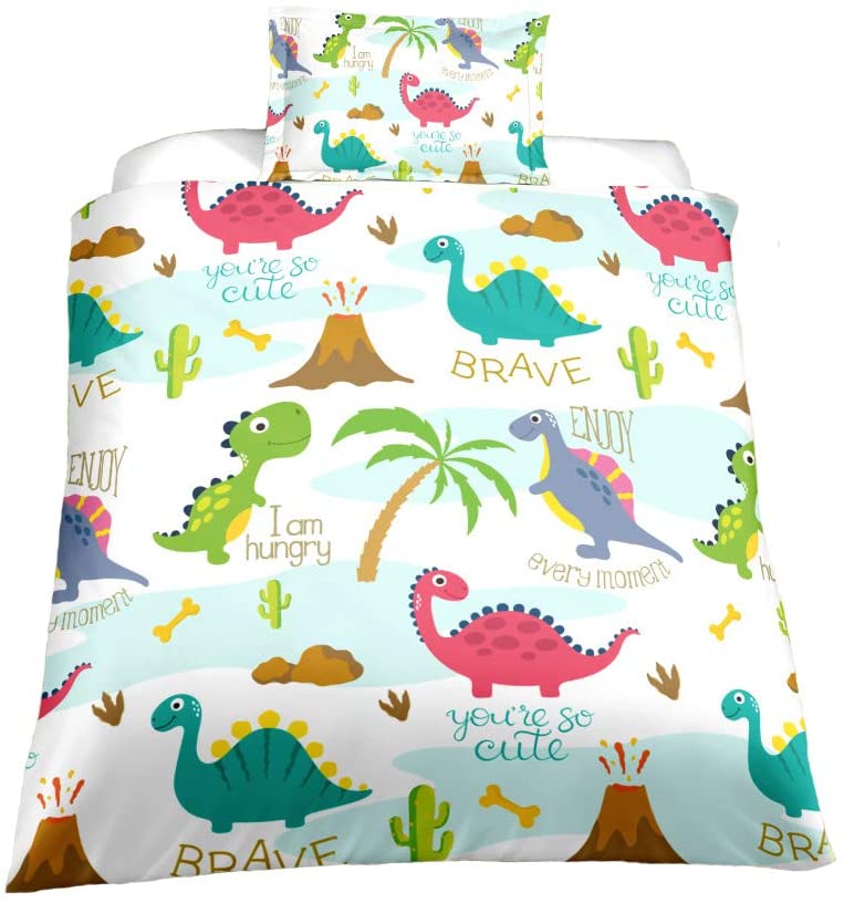 Price:$36.99 Dinosaur Pattern Duvet Cover Set for Kids Boys Girls, 2 Pieces Dinosaur Kids Bedding with Pillow Cover, Soft Breathable Dino Bedspread Cover for Kids Teens - Twin Size : Home & Kitchen