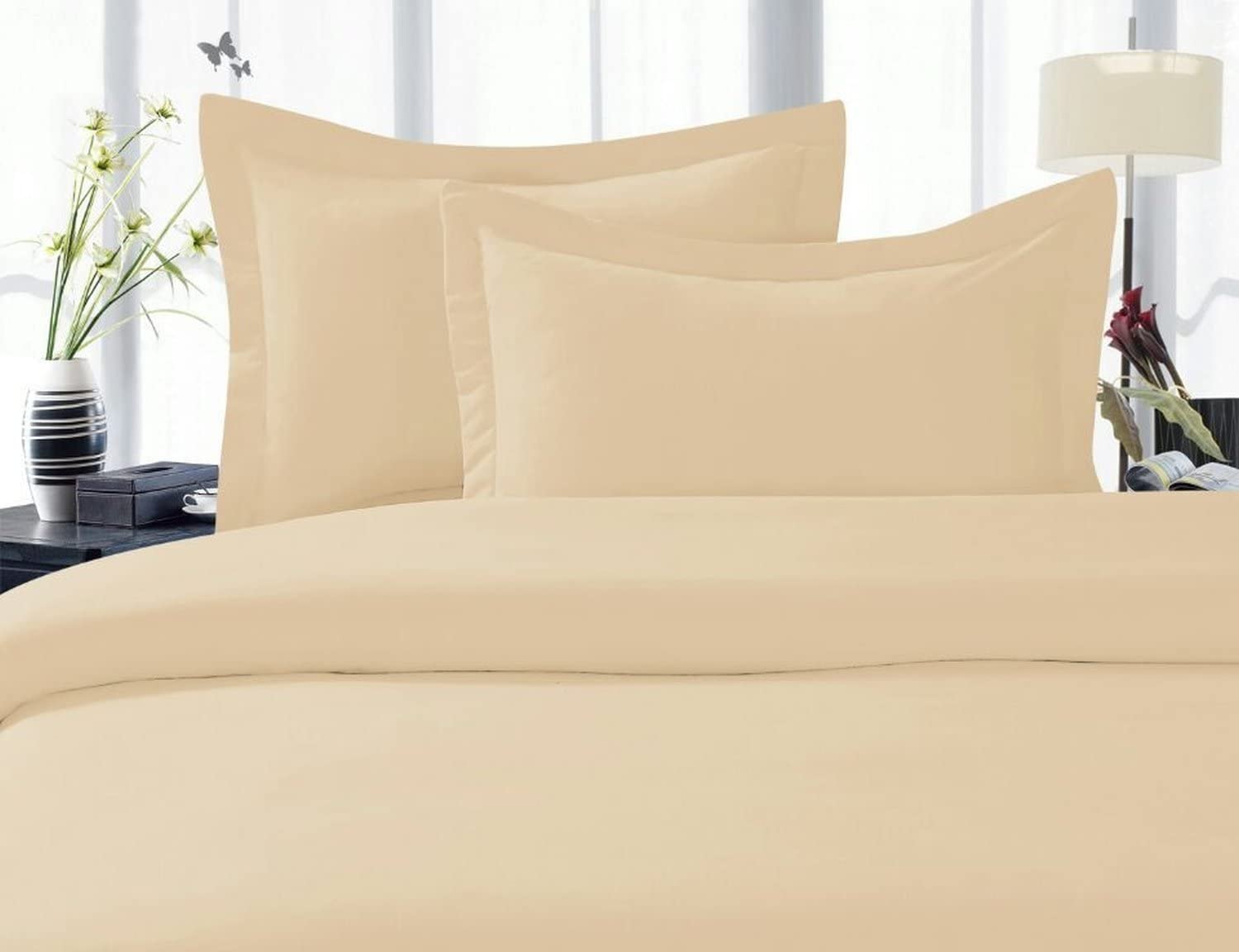 Price:$30.17 Linen ® 1500 Thread Count Egyptian Quality Super Soft Wrinkle Free 3 pc Duvet Cover Set, King/California King - Beige : Home & Kitchen