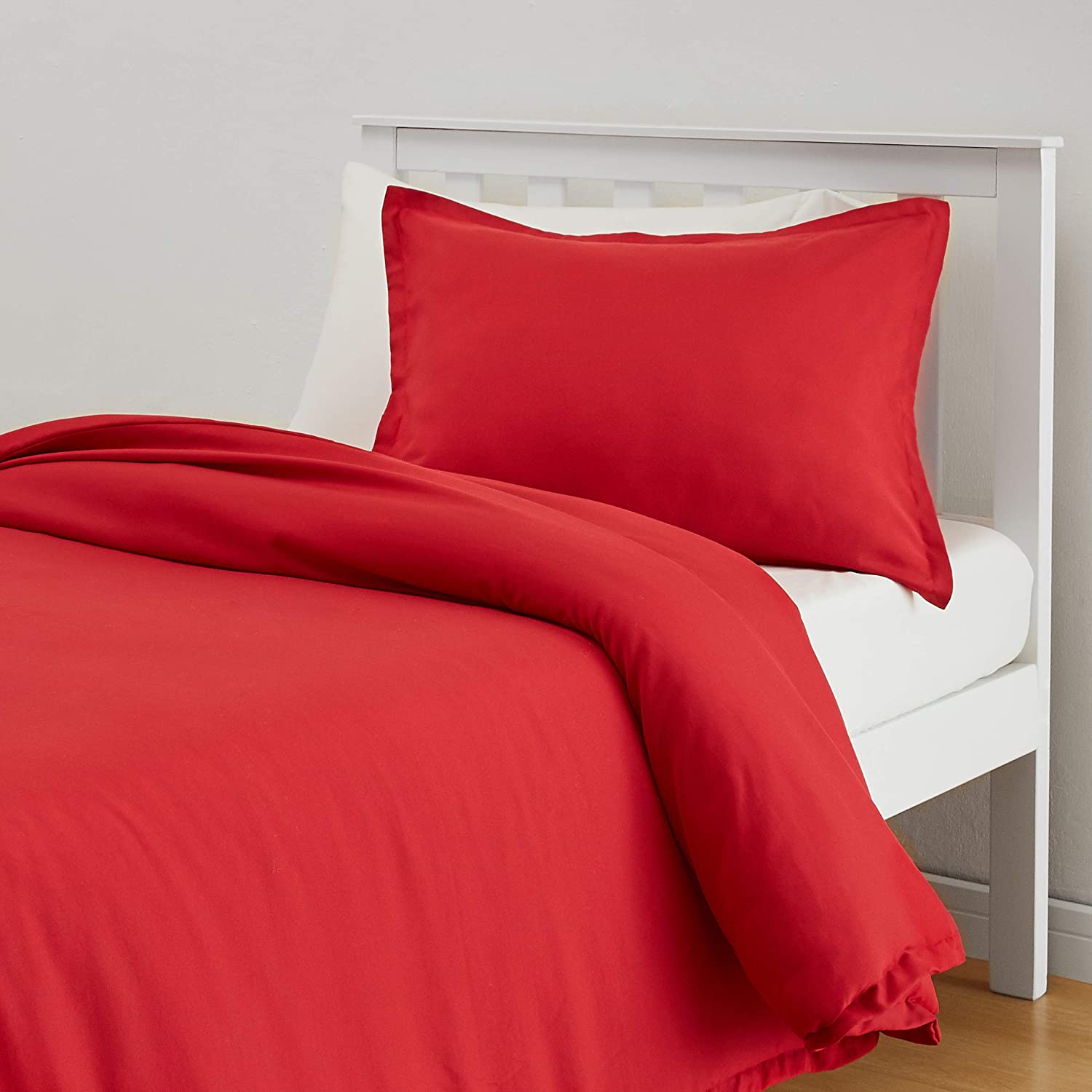Price:$16.95 Basics Light-Weight Microfiber Kids Duvet Cover Set - Soft, Easy-Wash Microfiber-Twin/TwinXL, Flaming Red : Home & Kitchen