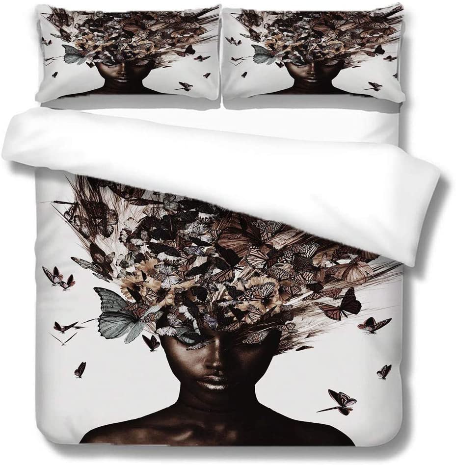 Price:$29.99 Black Girl Duvet Cover Set, 3D Floral Bedding Set (No Comforter, 3 PCS) : Home & Kitchen