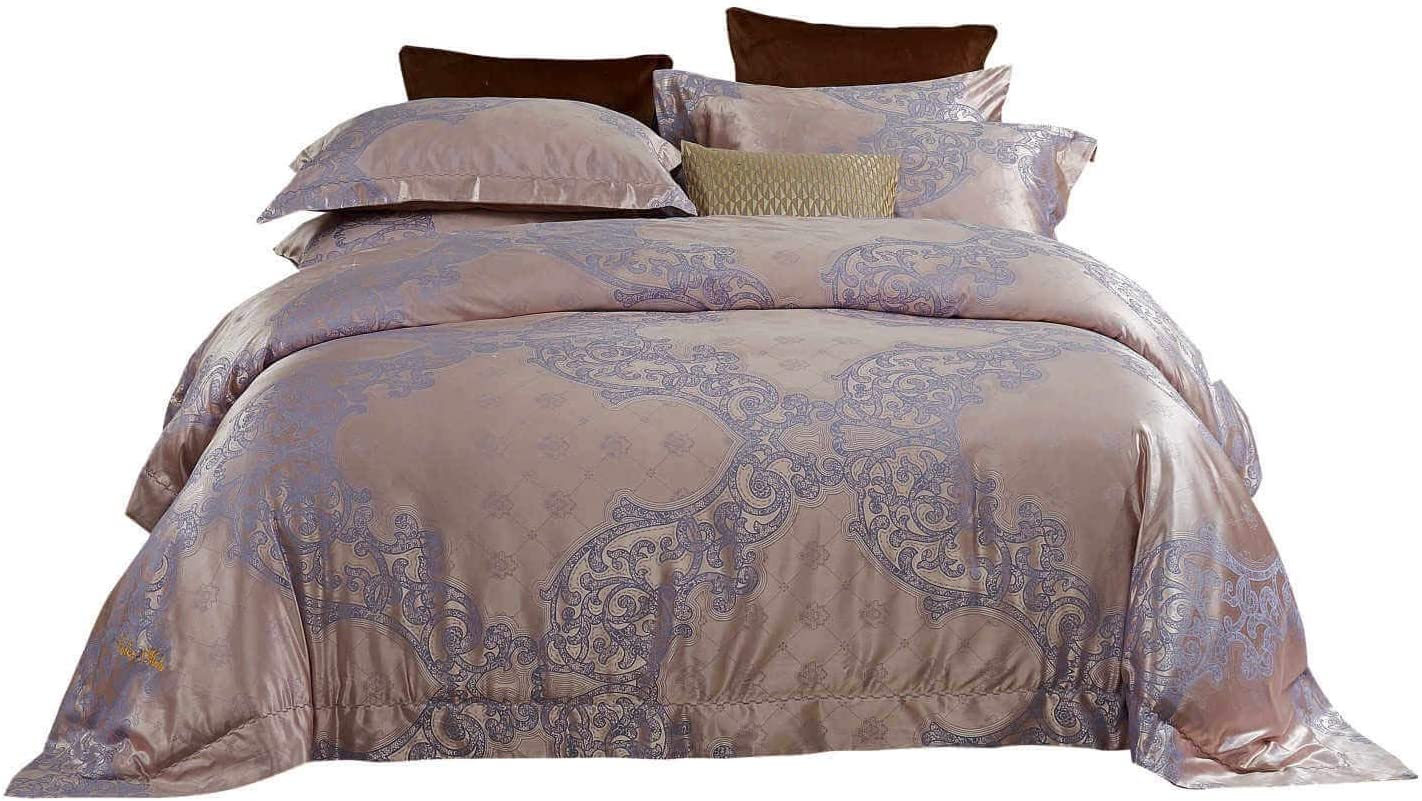 Price:$147.38 Mela Queen - 6 Piece Bedding Duvet Cover Set, Luxury Jacquard Top, 100% Soft Combed Cotton Inside, Superior Comfort, Breathable, All-Season, Machine Washable, DM805Q, Multi-Color : Home & Kitchen