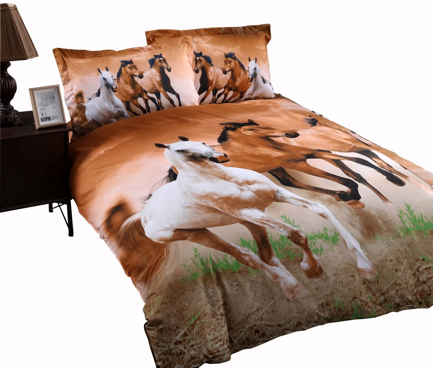 Price:$39.99 Galloping Horse Bedding Sets Full Polyester 3D Horse Sheets Set 4 Pieces with Duvet Cover, Bed Sheet and 2 Pillow Cases(Full-4 Pieces) : Home & Kitchen