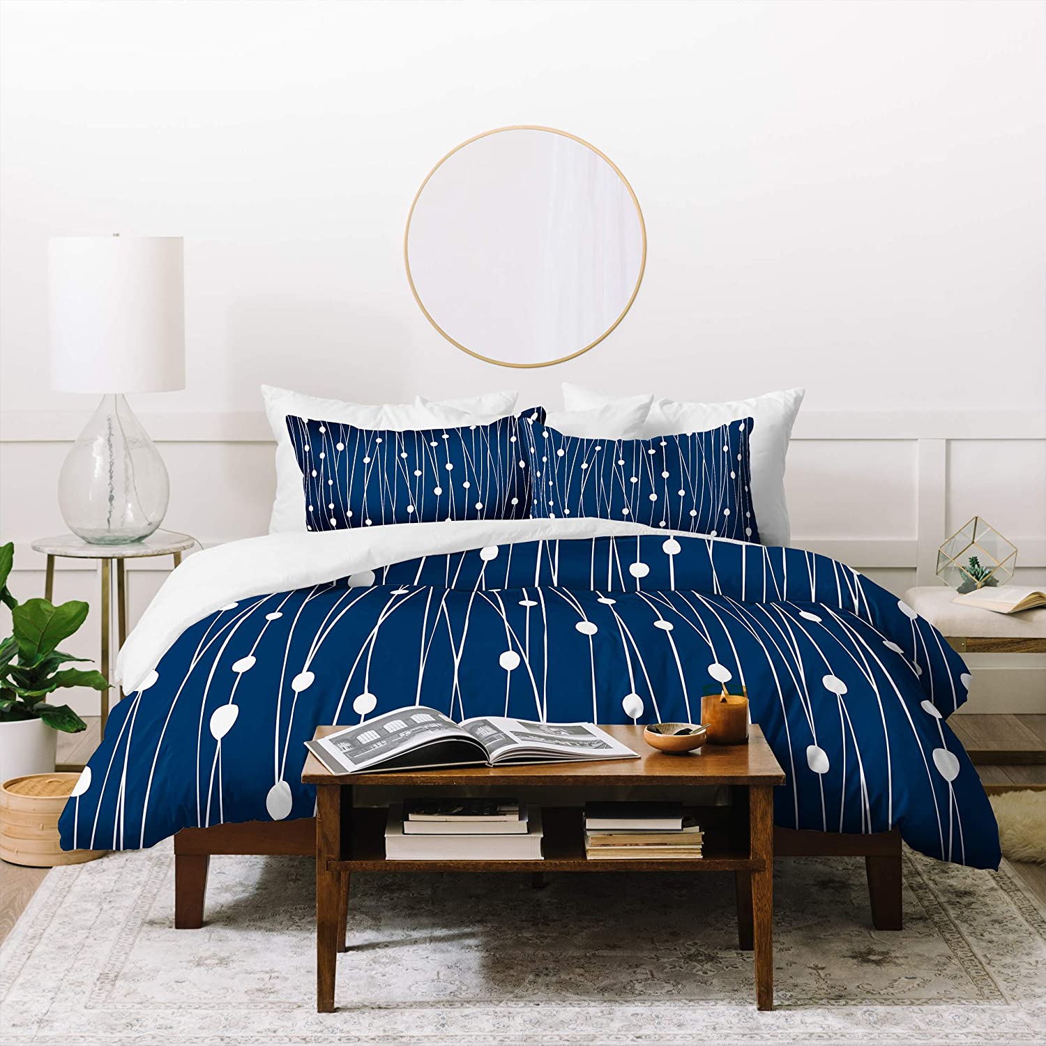 Price:$177.99 Designs Heather Dutton Navy Entangled Duvet Set with Two Pillow Shams, Queen/Full, Blue : Home & Kitchen