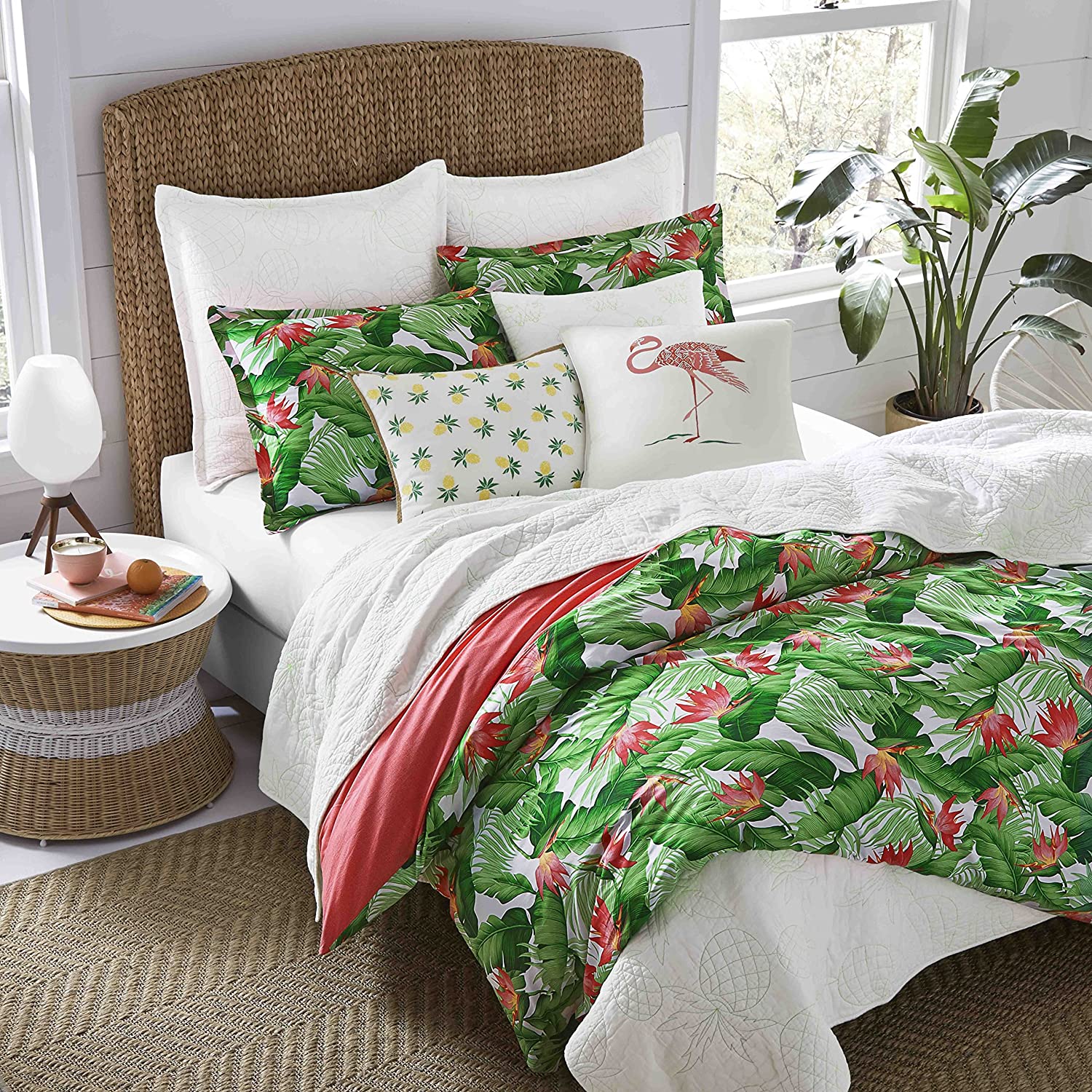 Price:$47.21 Palms 223903 Del Carmen Duvet Cover Set, Full/Queen, Bright Green : Home & Kitchen