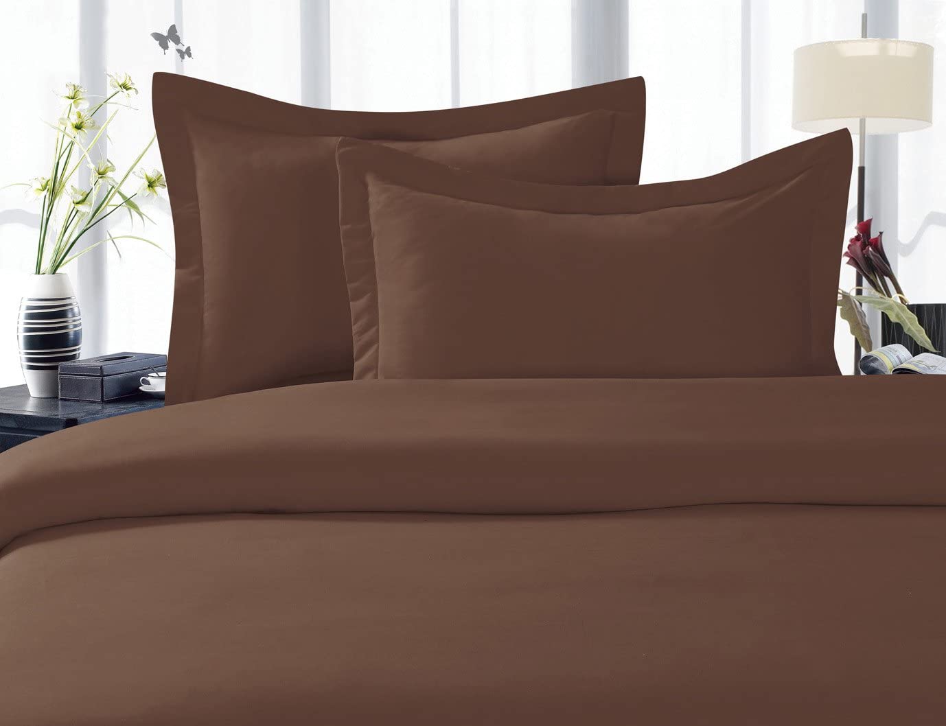 Price:$22.99 Linen Best, Softest, Coziest Duvet Cover Ever! 1500 Thread Count Egyptian Quality Luxury Super Soft Wrinkle Free 3-Piece Duvet Cover Set , Full/Queen, Chocolate Brown : Home & Kitchen