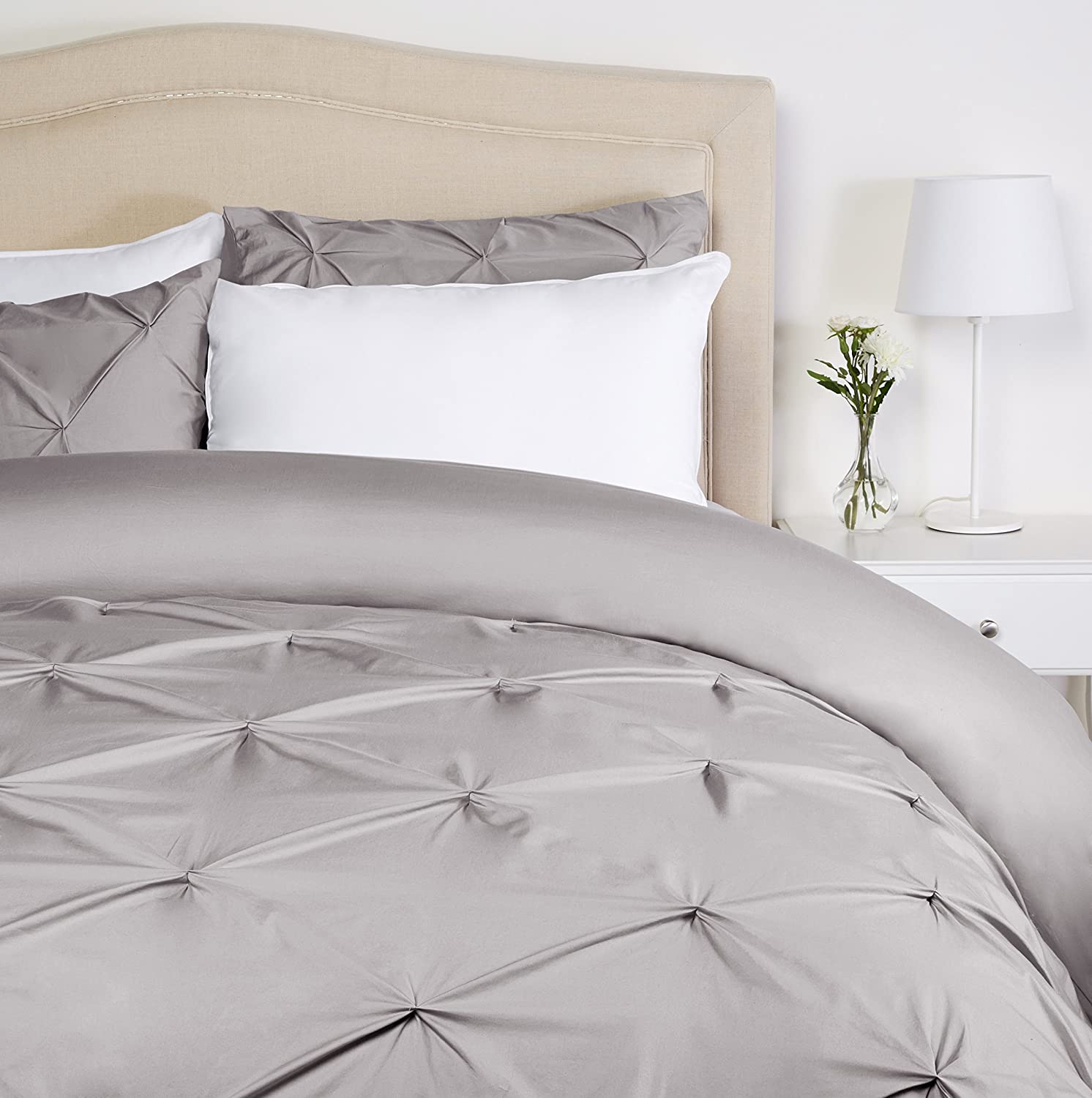 Price:$52.73 Brand – Pinzon Pinch-Pleat Duvet Cover Set, Twin, Dove Grey : Home & Kitchen