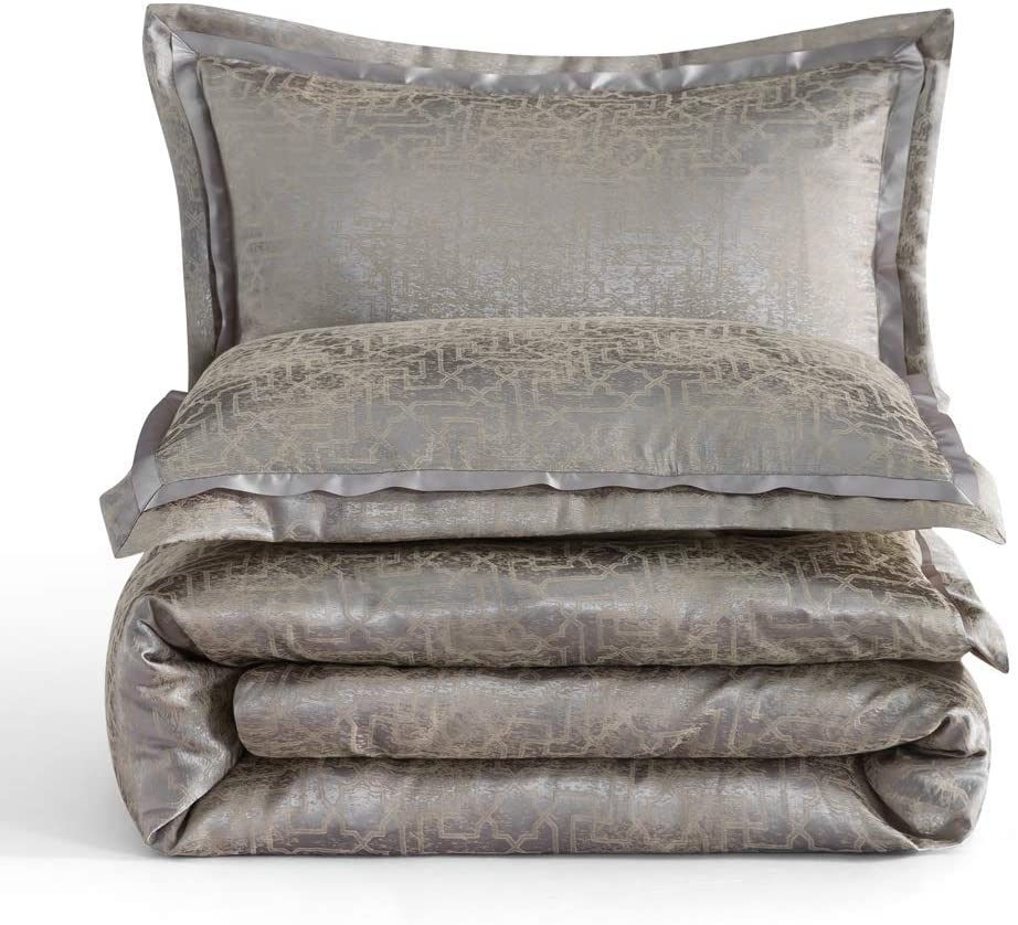 Price:$49.99 Polyester Bamboo Cotton Sateen Silk Bedding, 3 Pieces Jacquard Golden Lattice Duvet Cover Set 1 Comforter Cover 2 Pillowshams(88''x92'',Queen) : Home & Kitchen