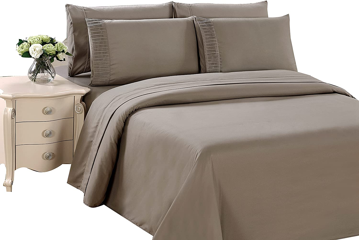 Price:$32.99 Decoration Ultra Soft Silky Zipper Solid Rayon from Bamboo All Season 3 Pieces Duvet Cover Set with 2 Pillowcases, Taupe Color King Size : Home & Kitchen
