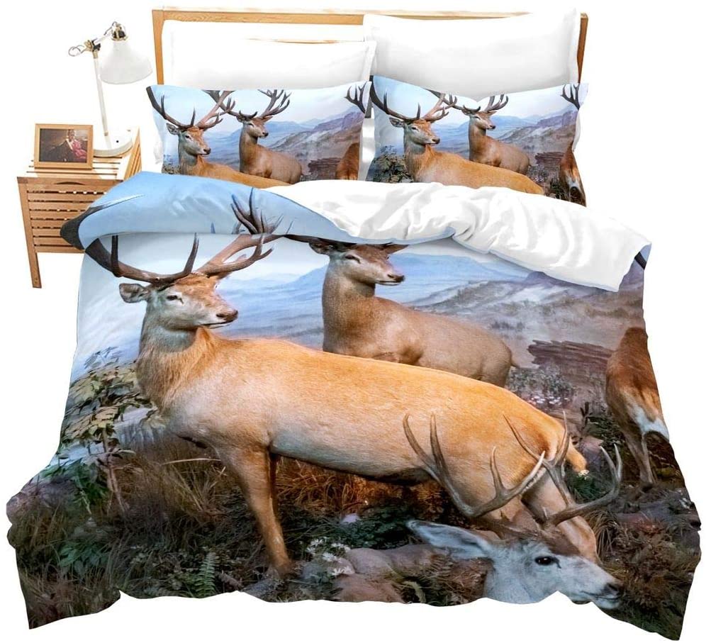 Price:$19.99 Duvet Cover Sets King Size 3 Pieces Bedding Deer Pattern Decor Bedding Set Suitable for Boys Girls Kids Plant Floral Decor Bedspread Elk Pattern Bedding Sets Natural Theme Duvet Cover : Home & Kitchen