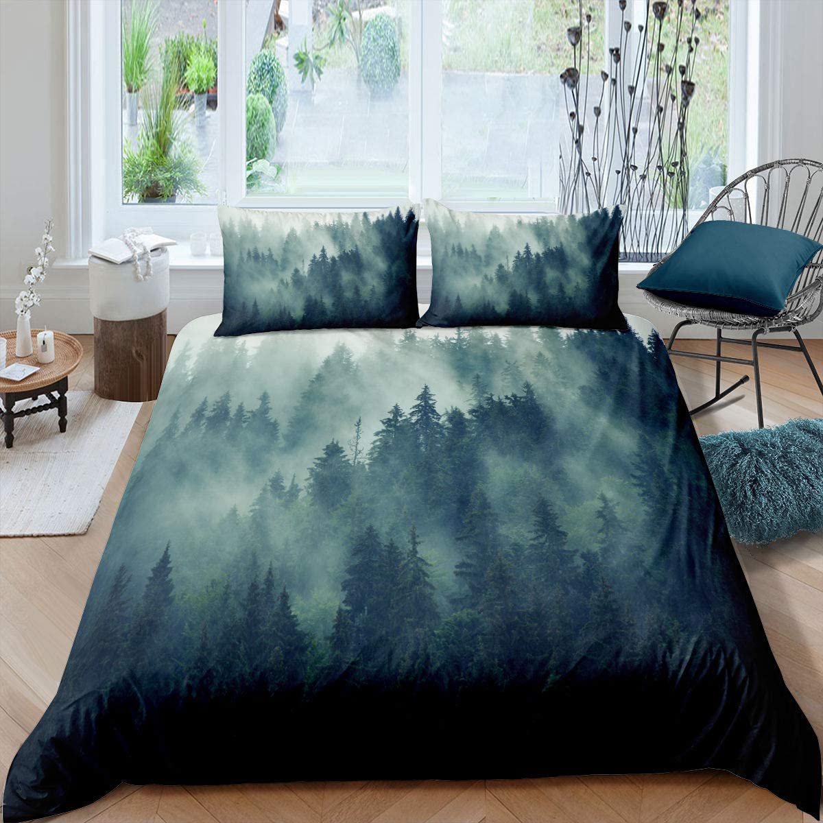 Price:$32.99 Fairy 3D Misty Forest Duvet Cover Twin Morning Forest Printed Comforter Cover for Kids Green Trees 2 Pieces Bedding Sets(1 Duvet Cover 1 Pillow case) : Home & Kitchen