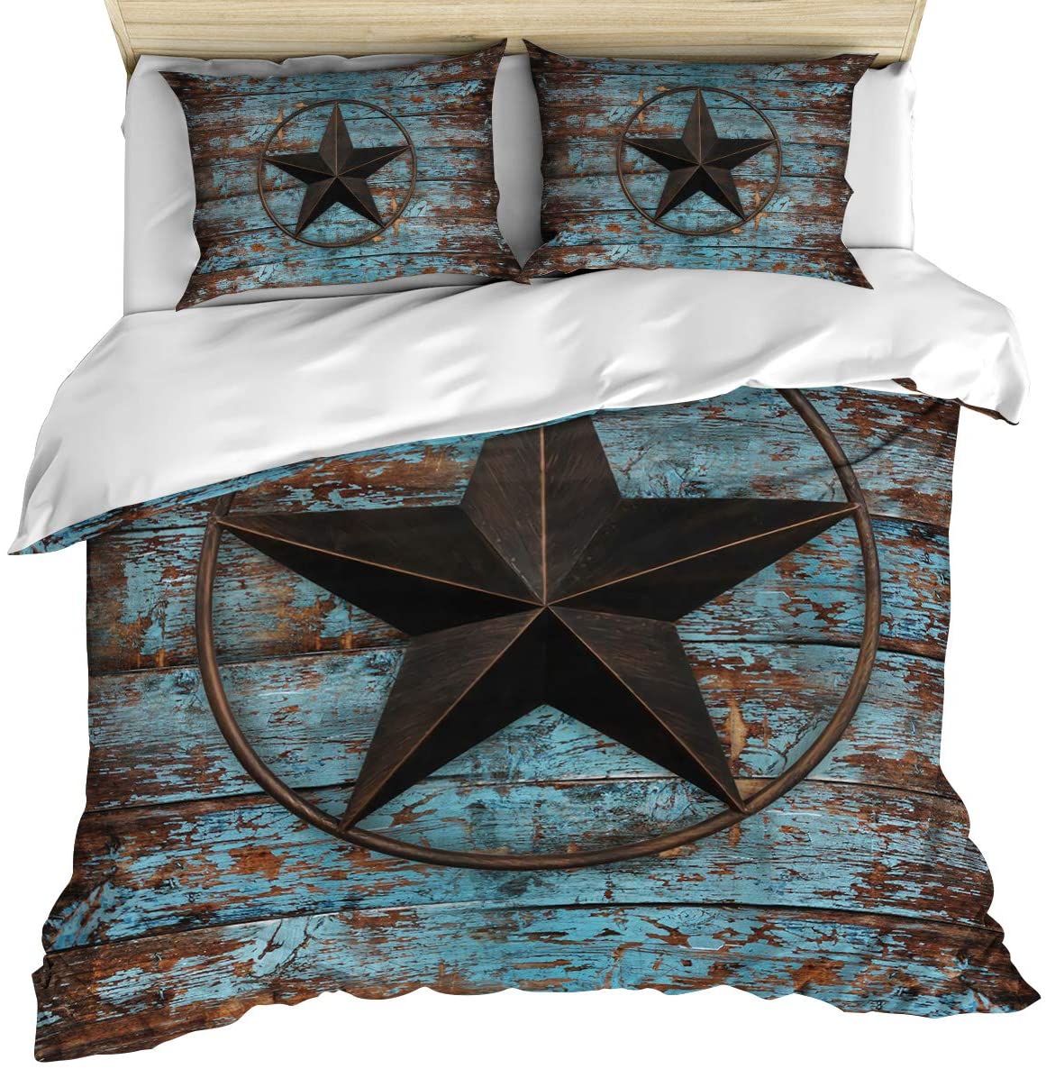 Price:$95.20 Star Flag Bedding Duvet Covers Set 3 Pieces Full, Rustic Wooden Ultra Soft Breathable Bedding Set With Corner Ties and Zipper Closure(1 Bed Covers + 2 Pillow Shams), Washed Cotton : Home & Kitchen