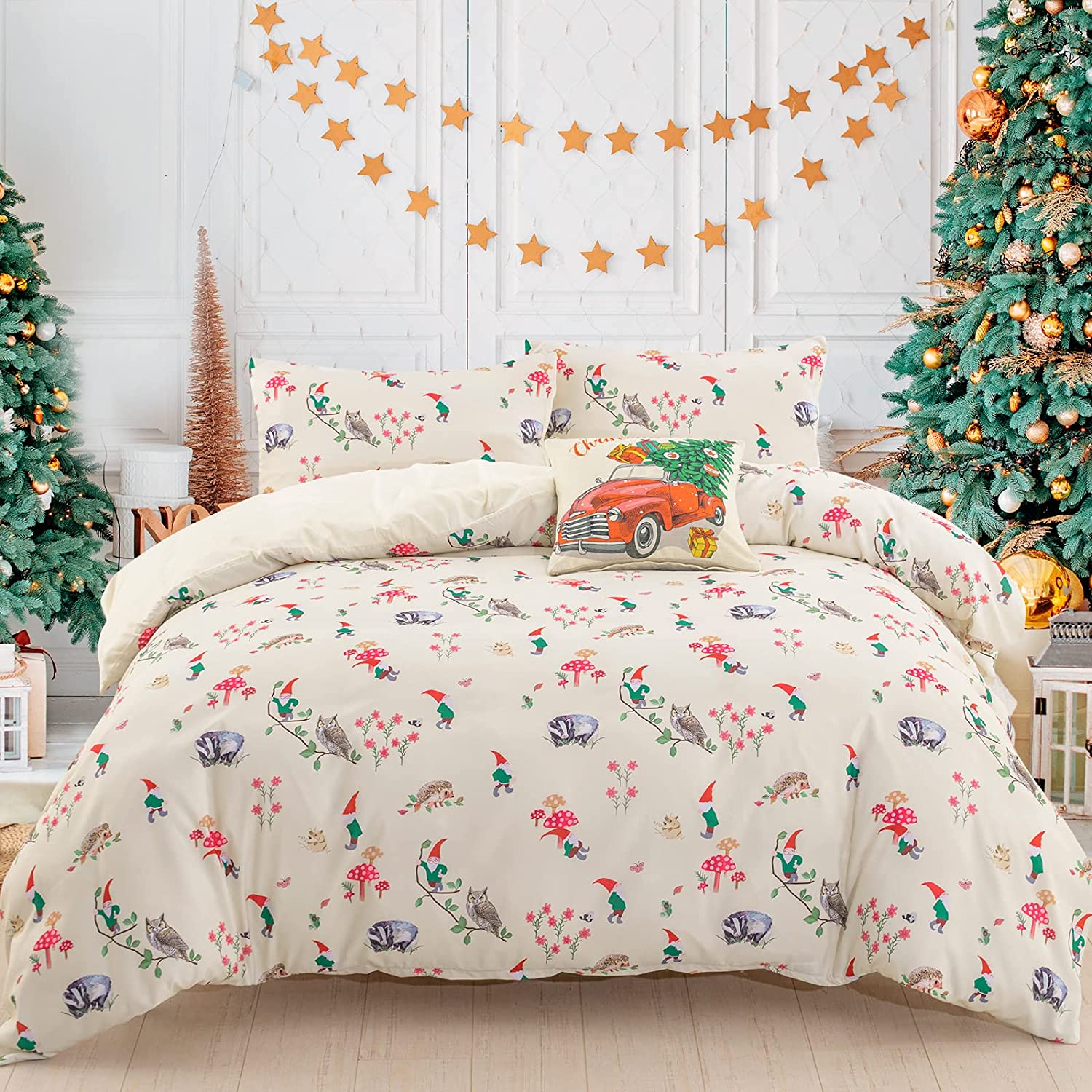 Price:$26.89 Duvet Cover Set Twin 2 Pcs Santa Claus Pattern Printed Bedding Comforter Cover with Zipper Closure for Kids Teen Girls, Soft Microfiber Bedding 68” x 86” : Home & Kitchen