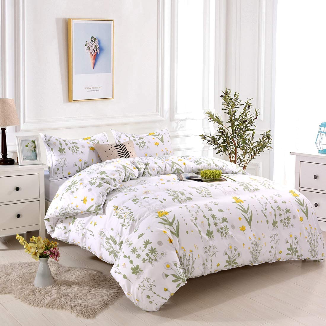 Price:$29.99 Lightweight Microfiber Bedding Duvet Cover Set,Floral Printing Pattern : Home & Kitchen