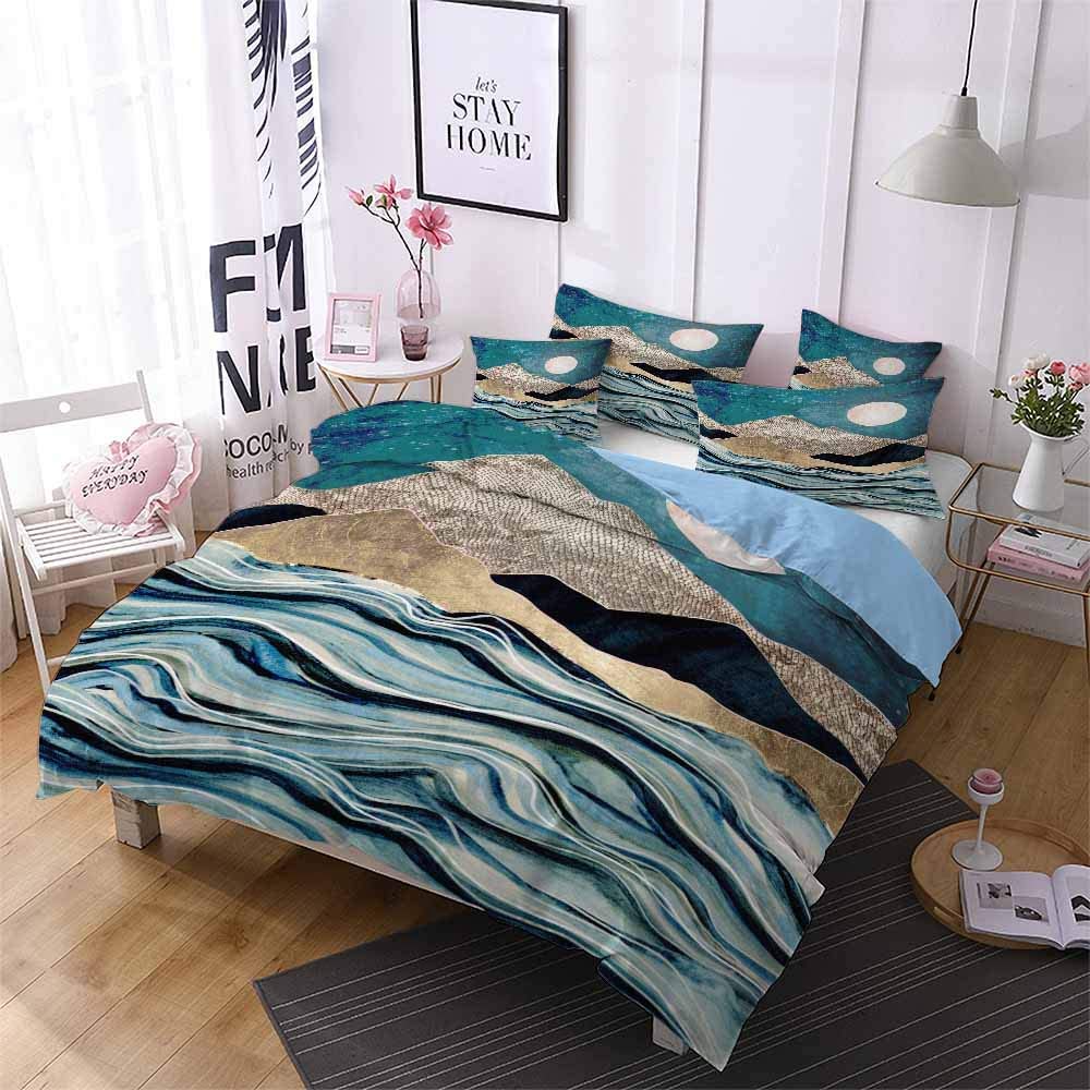 Price:$63.99 Moonlight Rock Texture Printed Bedding Set, Black Navy Blue Mountain Duvet Cover, Easy Care 3D Watercolor Galaxy Comforter Cover, Queen 3Pcs : Home & Kitchen