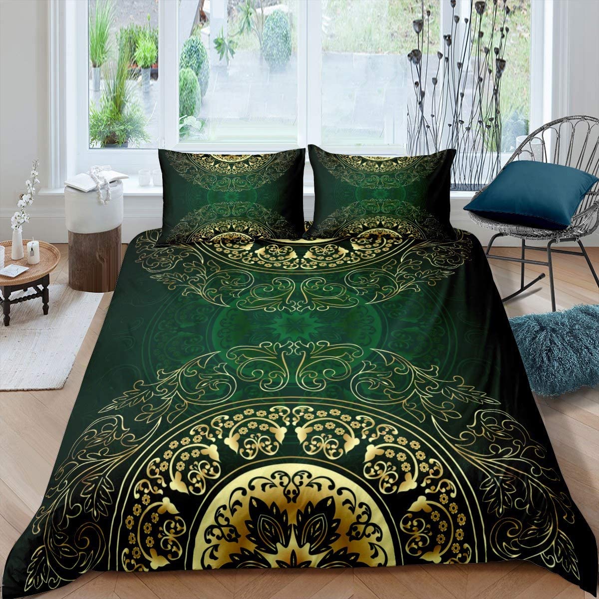 Price:$29.99 Bohemian Mandala Bedding Set Boho Turquoise Floral Print Duvet Cover for Woman Adults Traditional Indian Tribal Comforter Cover Luxury Bedspread Cover Bedroom Collection 3Pcs Queen Size : Home & Kitchen