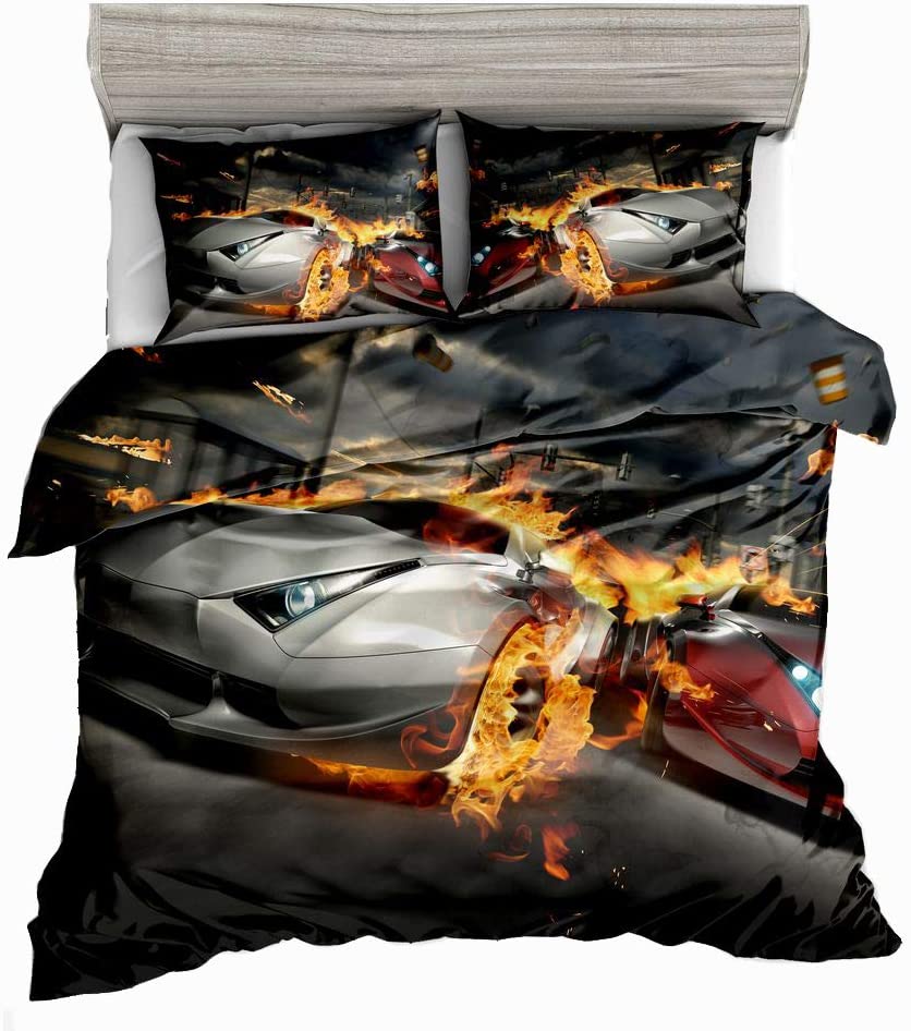 Price:$61.99 Speed Sport Car Bedding Set for Teen Boys, Duvet Cover Set,3pcs 1 Duvet Cover 2 Pillowcases(no Comforter Inside), Queen Size : Home & Kitchen