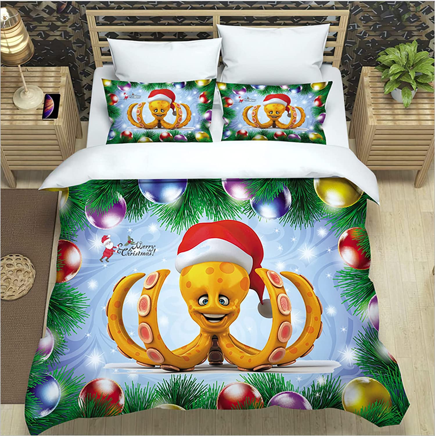 Price:$16.99 Merry Christmas Bedding Duvet Cover Set,Colorful Christmas Trees Snowman and House Pattern Printed Quilt Cover Set Soft Microfiber Comforter Cover (Christmas04,Full 80"x90") : Home & Kitchen