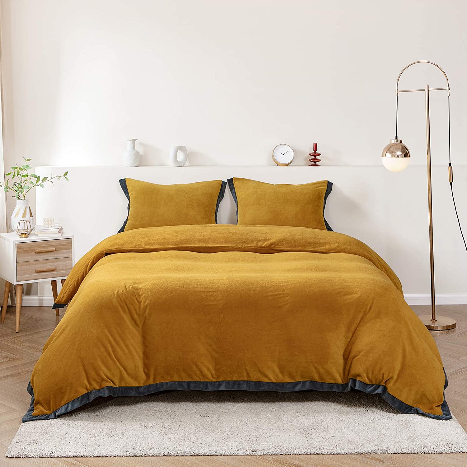 Price:$39.99 Duvet Cover Set Twin, Plush 280GSM Heavyweight Velvet Comforter Set 2 Pieces, Super Soft Fluffy Bed Sets, Solid Color Boho Style 1 Duvet Cover 1 Shams, Ginger : Home & Kitchen