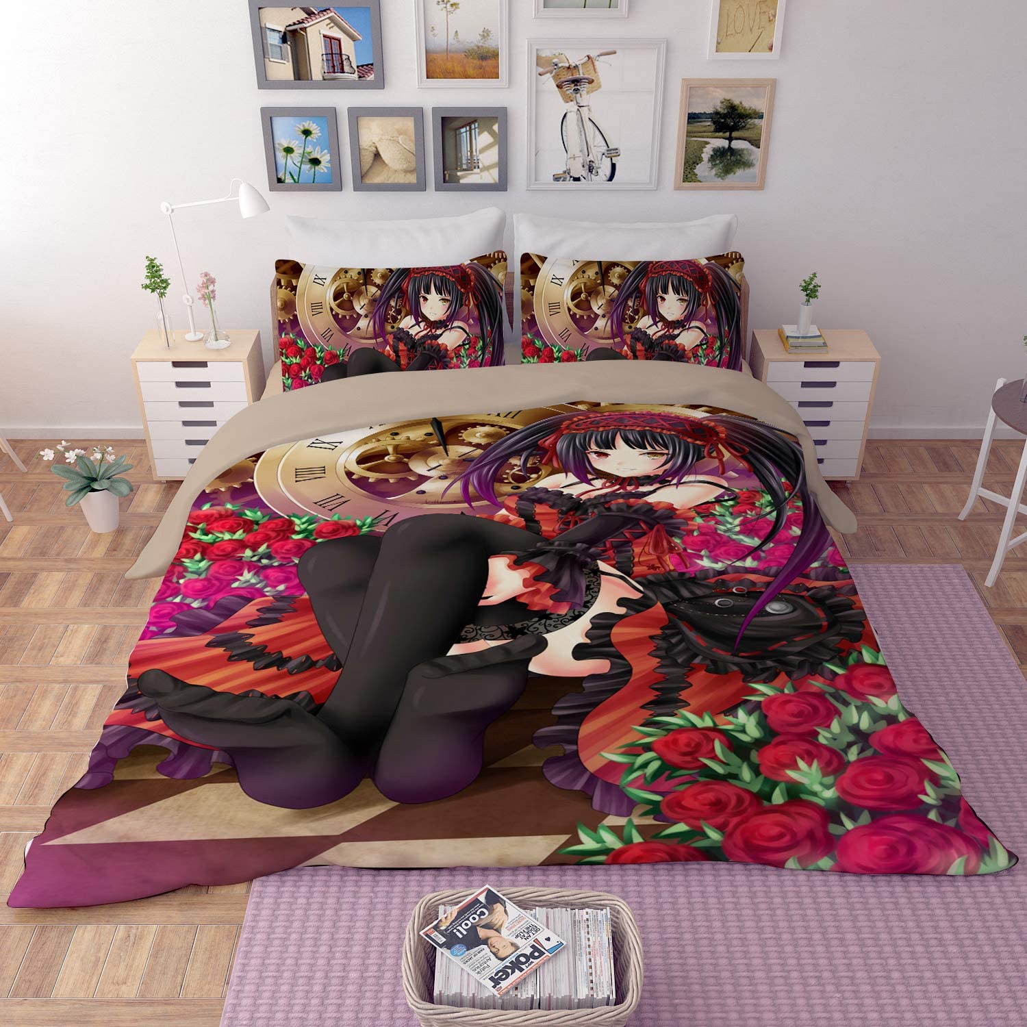 Price:$89.99 Anime Date A Live Tokisaki Kurumi 3D Duvet Cover Set Bedding Sets 1 Duvet Cover and 2 Pillow Cover ({Type=String, Value=Queen},{Type=String, Value=Cotton}) : Home & Kitchen