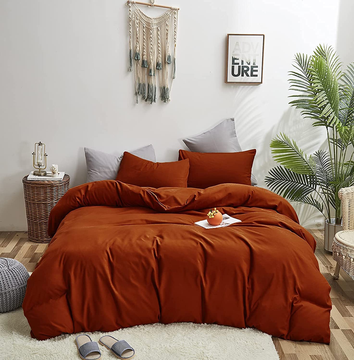 Price:$79.99 Rust Comforter Sets Queen Solid Burnt Orange Bedding Set Caramel Color Terracotta 3 Pieces Women Lightweight Solid Burnt Orange Color Blanket Rust Quilts Set : Home & Kitchen