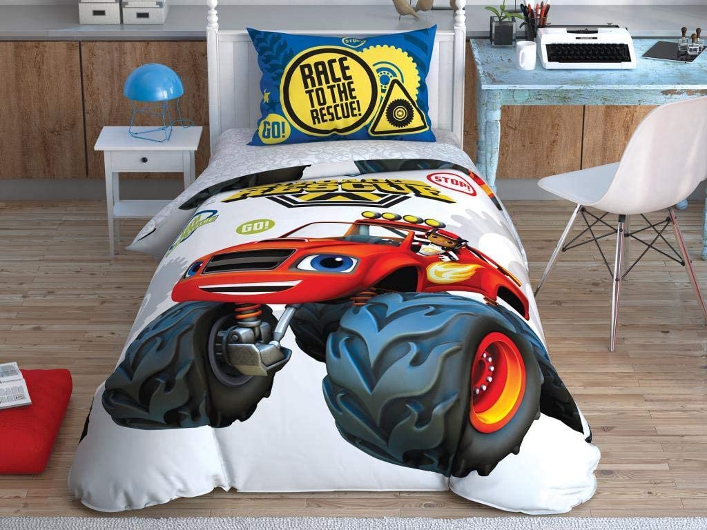 Price:$63.00 100% Cotton 3 Pcs Twin/Single Size Duvet Cover Set Blaze Road Rescue (No Comforter) : Home & Kitchen