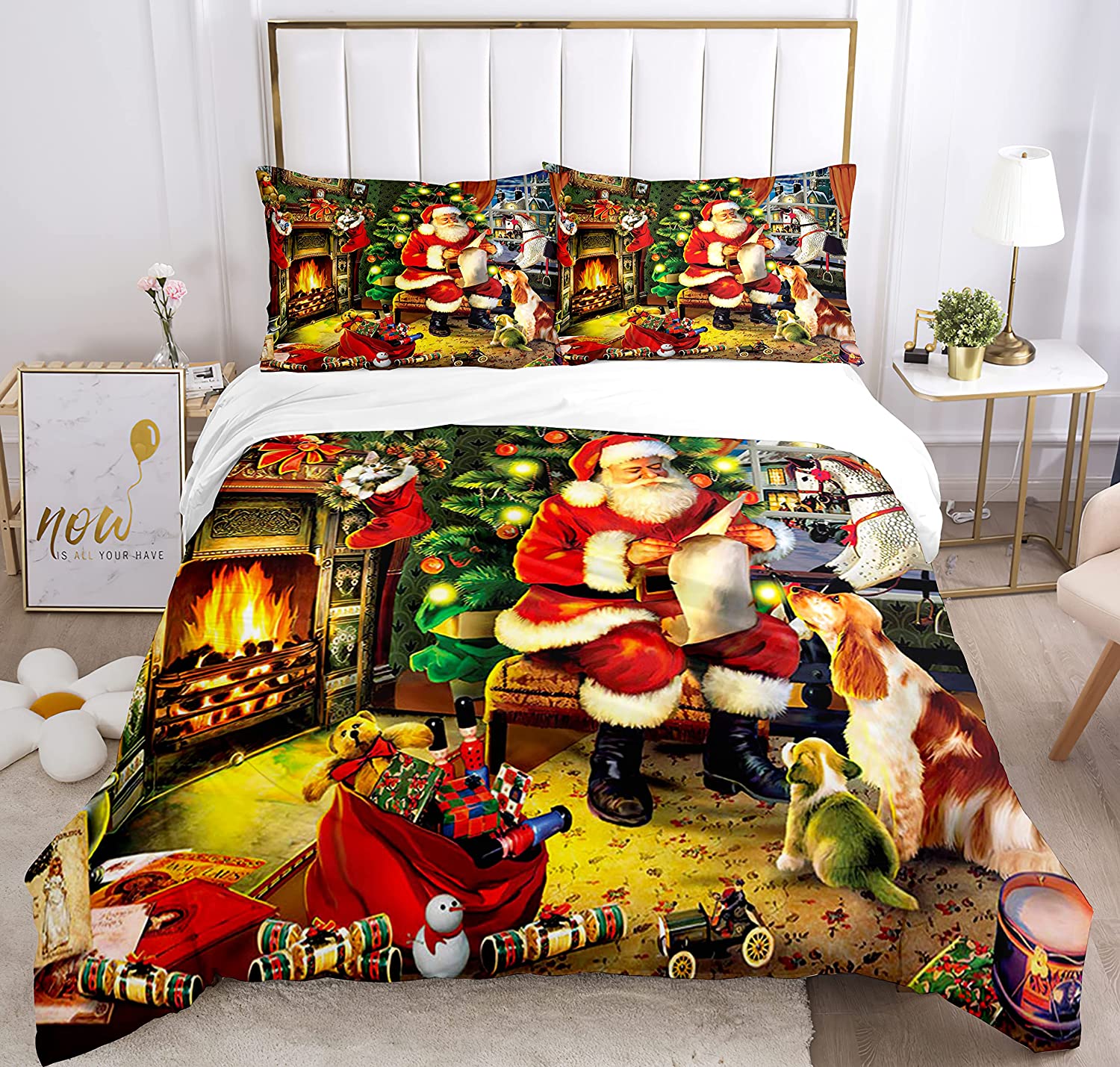 Price:$27.99 Christmas Duvet Cover Snowflakes Printed Bedspread Cover Merry Christmas Theme Decor Comforter Cover for Family Adult Christmas House Pattern Quilt Cover (Full 80"x90",Christmas07) : Home & Kitchen