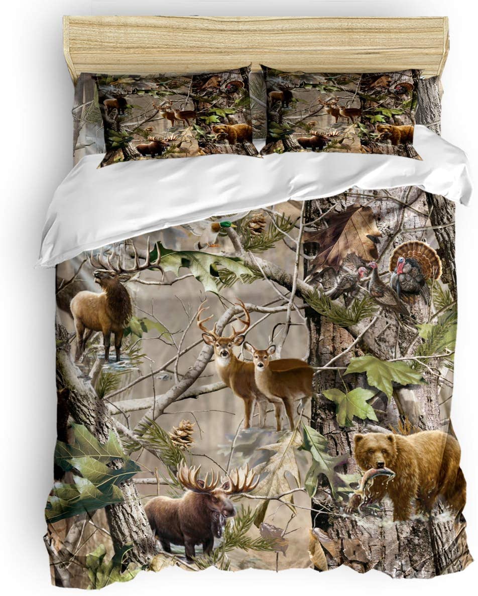 Price:$122.00 Bedding Sets, Deer Camo Tree Rustic Elk Bird Bear Comforter Set - Duvet Cover, Bed Sheets, Pillow Cases for Childrens/Kids/Teens/Adults, California King Size : Home & Kitchen