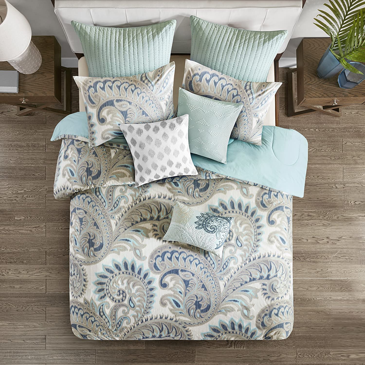 Price:$111.79 Mira Duvet Cover King Size - Teal , Paisley Duvet Cover Set – 3 Piece – 100% Cotton Light Weight Bed Comforter Covers : Home & Kitchen